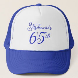 Gorra De Camionero Elegante Monograma Real Azul 65º cumpleaños