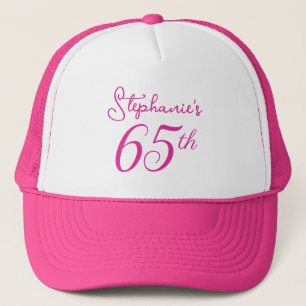 Gorra De Camionero Elegante Monograma Rosa 65º cumpleaños