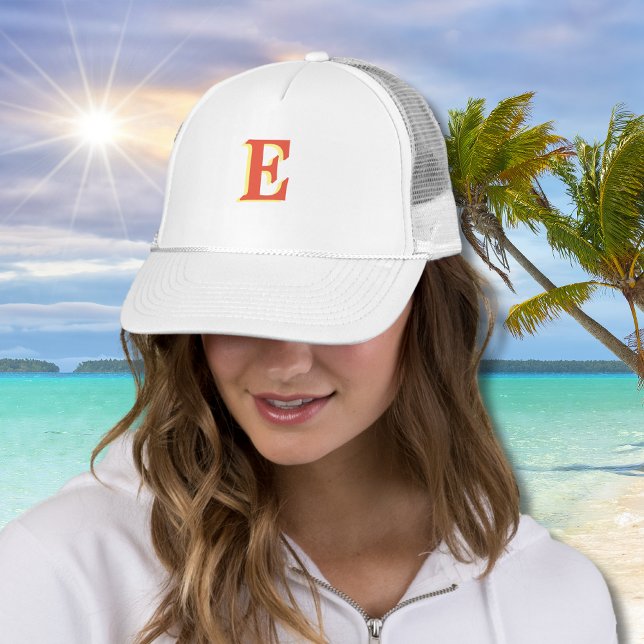 Gorra De Camionero Elegante Naranja Rojo 3D Letra inicial | Coral (Subido por el creador)