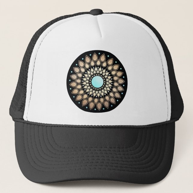 Gorra De Camionero Elegante Ornate Gold Lotus Mandala (Anverso)