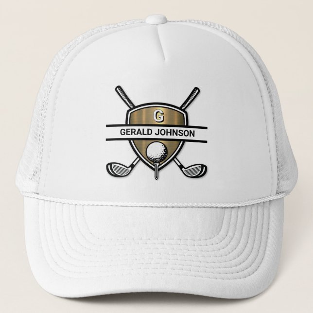 Gorra De Camionero Elegante Personalizado Golf Monograma Diseño (Anverso)