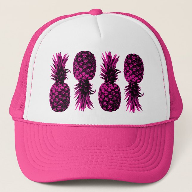 Gorra De Camionero Elegante piña rosa tropical (Anverso)