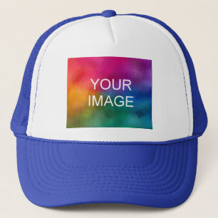 Gorra De Camionero Elegante Plantilla Moderna Blanco Y Azul Real