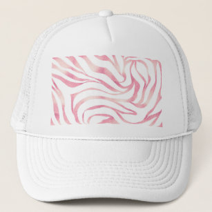 Gorra De Camionero Elegante Rosa Purpurina de oro Zebra White Animal 