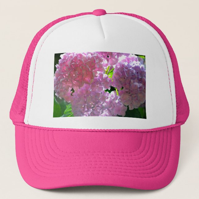 Gorra De Camionero Elegantes flores de boho rosa flores hortensias (Anverso)