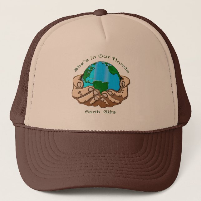 Gorra De Camionero ELLA ESTÁ EN NUESTRAS MANOS, Amante de la Tierra,  (Anverso)