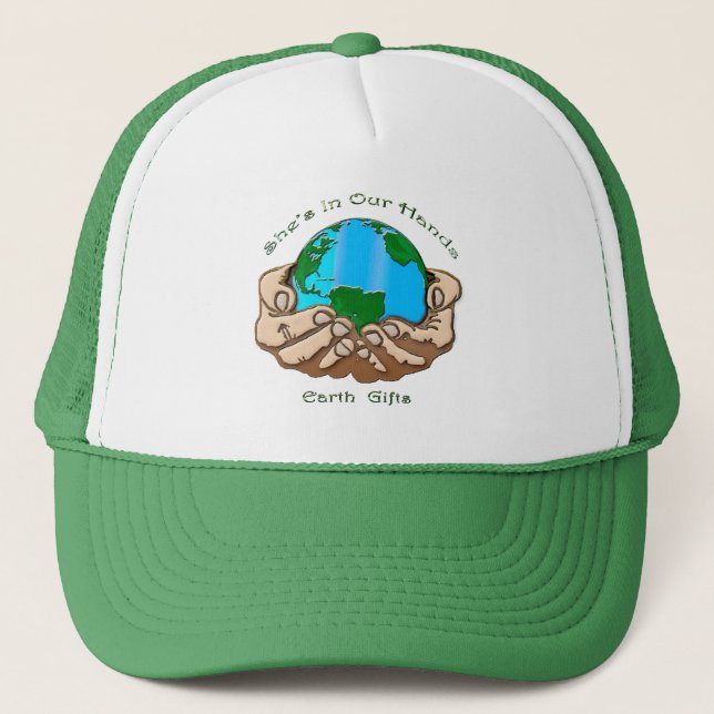 Gorra De Camionero ELLA ESTÁ EN NUESTRAS MANOS, Amante de la Tierra,  (Anverso)