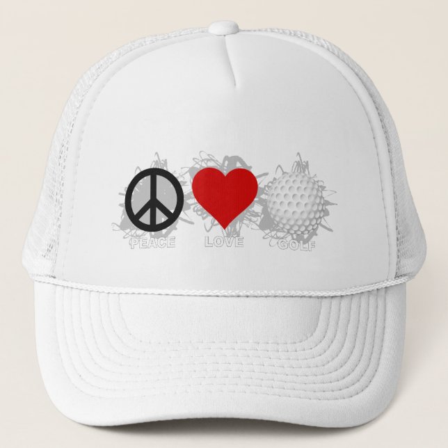Gorra De Camionero Emblema de golf de Peace Love (Anverso)
