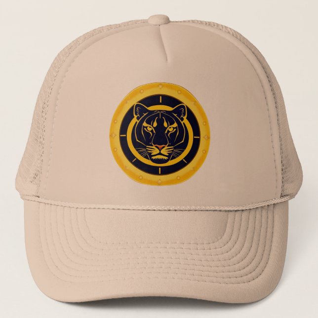 Gorra De Camionero Emblema de Pantera Dorada (Anverso)