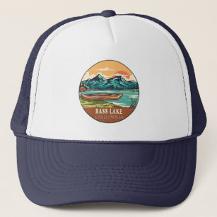 Gorra De Camionero Emblema de pesca en bote de Bass Lake California