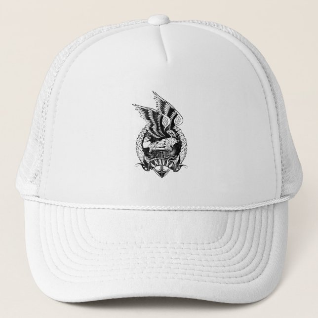 Gorra De Camionero Emblema del águila de la marina estadounidense ros (Anverso)