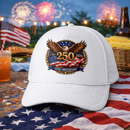 Gorra De Camionero Emblema Patriótico del 250 Aniversario en Bronce