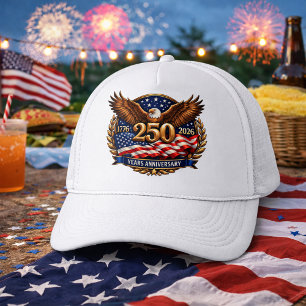 Gorra De Camionero Emblema Patriótico del 250 Aniversario en Bronce