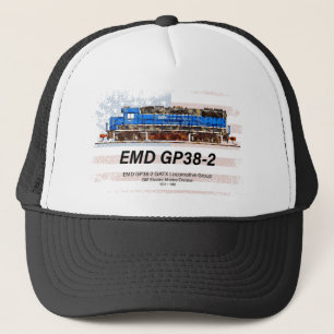 Gorra De Camionero EMD GP38-2 Locomotora diesel y bandera estadounide