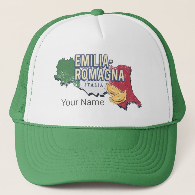 Gorra De Camionero Emilia Romagna Bandera Italia Región Retro Mapa de (Anverso)
