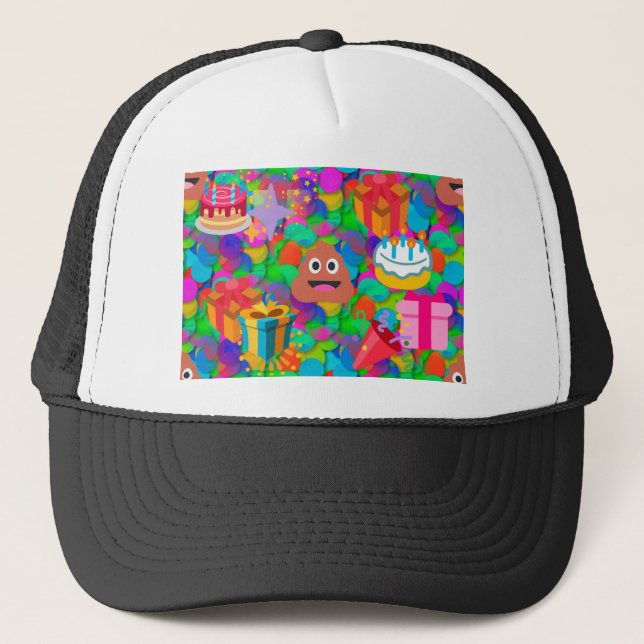 Gorra De Camionero emoji de caca de cumpleaños feliz (Anverso)