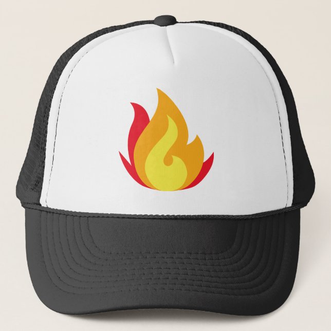 Gorra De Camionero Emoji de llama impresa (Anverso)