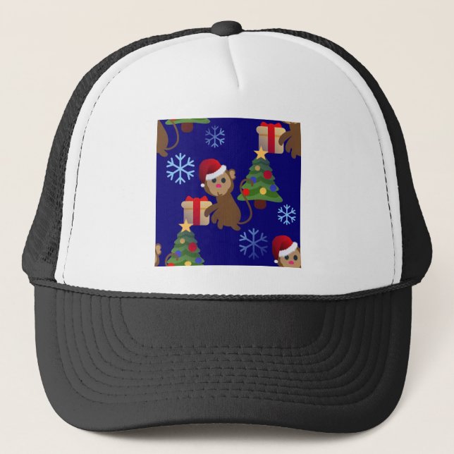 Gorra De Camionero emoji de monos navidades santa (Anverso)