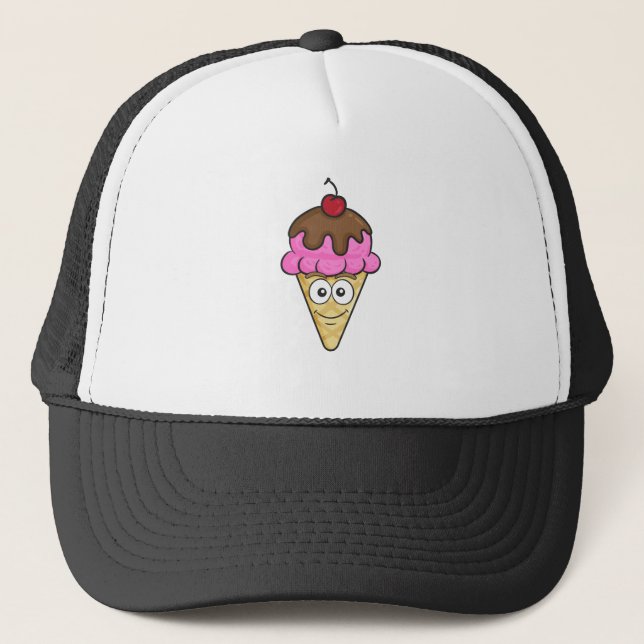 Gorra De Camionero Emoji del cono de helado (Anverso)