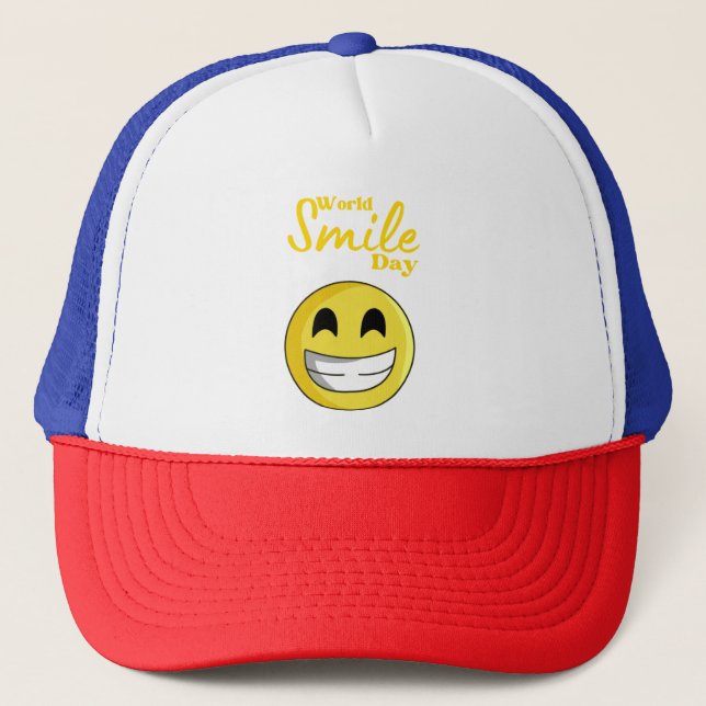Gorra De Camionero Emoji del Día Mundial de la Sonrisa (Anverso)
