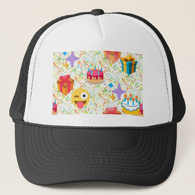 Gorra De Camionero emoji feliz de cumpleaños (Anverso)