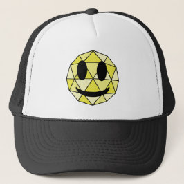 Gorra De Camionero Emoji geométrica de emoticono mate amarillo feliz 