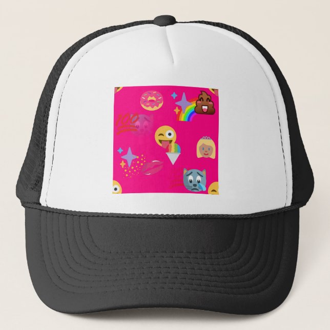Gorra De Camionero emoji rosa caliente (Anverso)