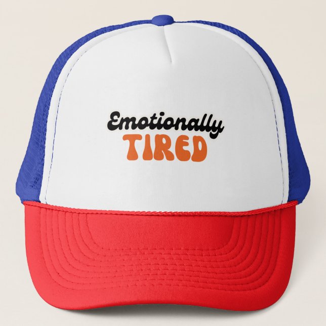 Gorra De Camionero Emotionally Tired Retro Bubble Text Design (Anverso)