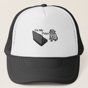 Gorra De Camionero En Mi Computadora Divertida Gato Gris Meme