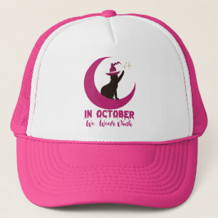 Gorra De Camionero En Octubre Nosotros Vestimos Rosa Gato Conciencia