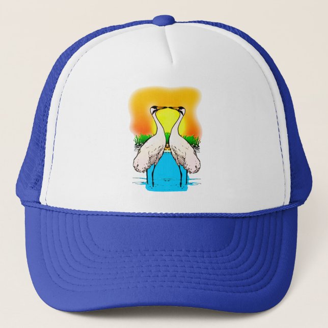 Gorra De Camionero Enamorándose de grullas (Anverso)