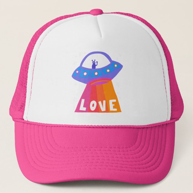 Gorra De Camionero Encantador espacio Alienígenas martianos OVNI amor (Anverso)