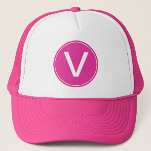 Gorra De Camionero encantadora inicial de monograma blanca y rosa cal