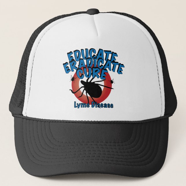 Gorra De Camionero Enfermedad de Lyme - eduque, suprima, cure (Anverso)