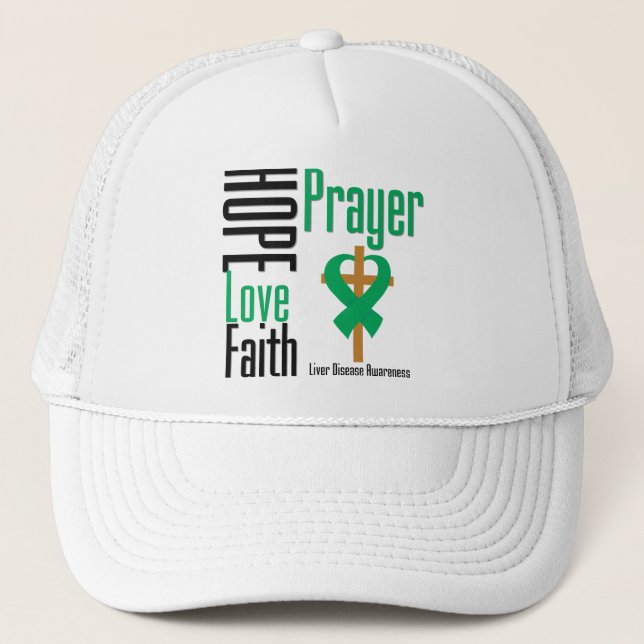 Gorra De Camionero Enfermedad Hepática Esperanza Amor Fe Oración (Anverso)