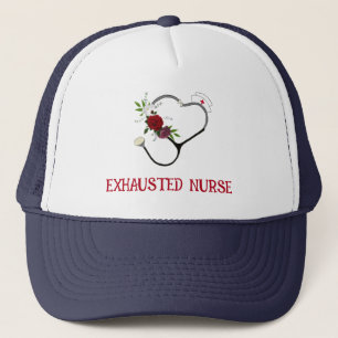 Gorra De Camionero Enfermera agotada Stethoscope Trucker Hat