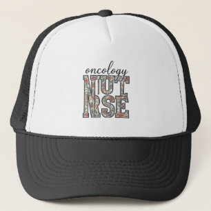 Gorra De Camionero Enfermera de Oncología Floral Vintage