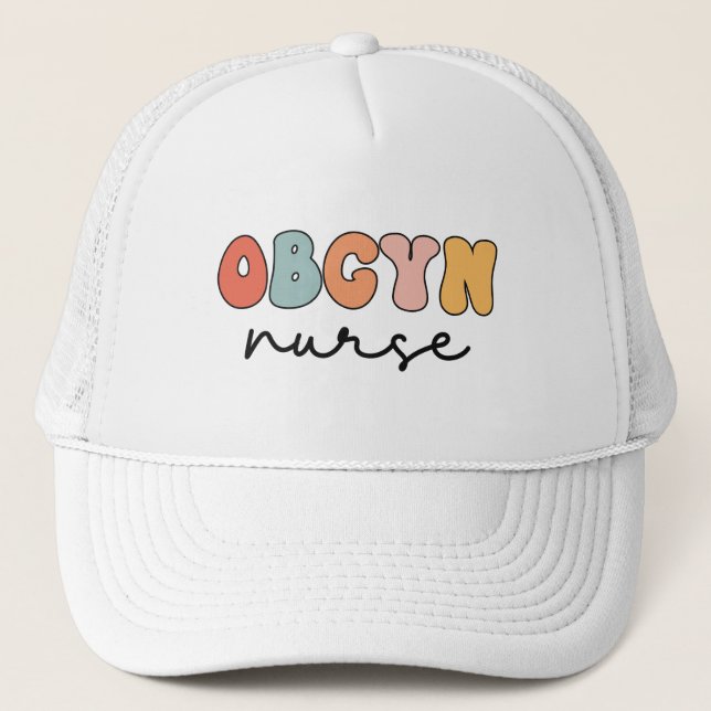 Gorra De Camionero Enfermera de Retro OBGYN (Anverso)