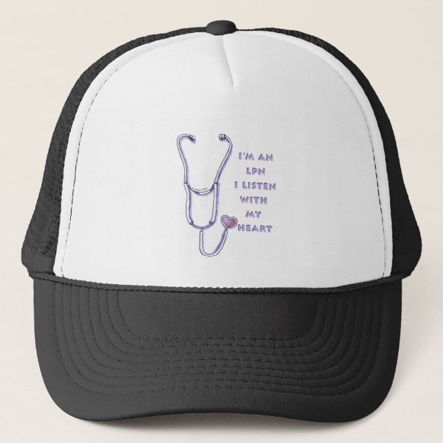 Gorra De Camionero Enfermera de Stethoscope LPN (Anverso)