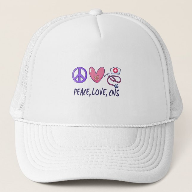 Gorra De Camionero Enfermera del SNC de Peace Love (Anverso)
