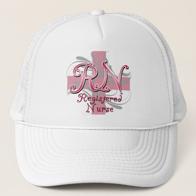 Gorra De Camionero Enfermera registradoa, remolinos rosados de la (Anverso)