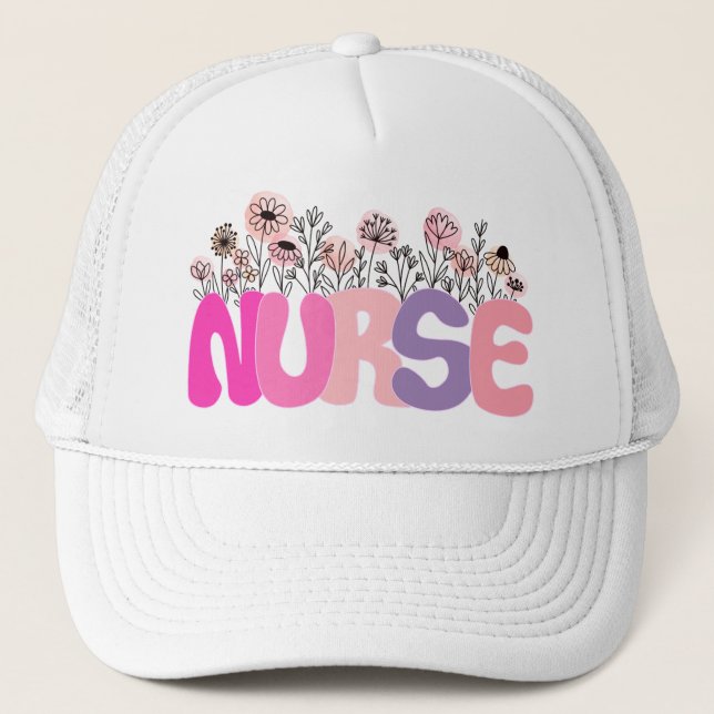 Gorra De Camionero Enfermería floral (Anverso)