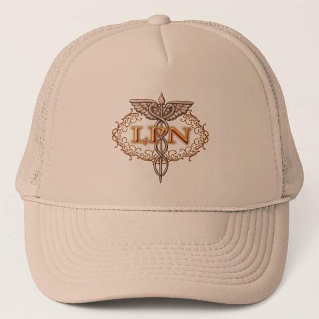 Gorra De Camionero Enfermero de Oval Copper Caduceus LPN (Anverso)
