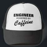 Gorra De Camionero Engineer powered by caffeine funny trucker hat<br><div class="desc">Engineer powered by caffeine trucker hat. Funny cap for coffee lover,  addict,  boss,  co worker,  husband,  dad,  brother,  grandpa,  employee,  staff,  personnel etc. Office humor for men and women on the job. Customizable quote for other occupations and professions. Custom headwear Birthday gift idea. Typography template design.</div>