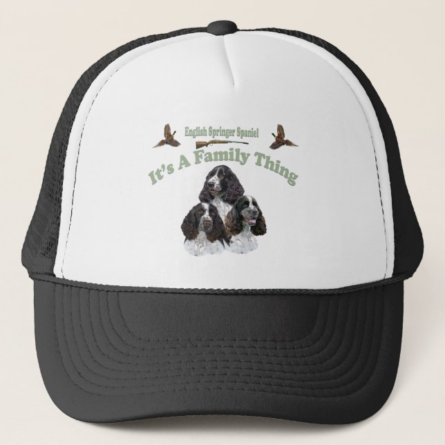 Gorra De Camionero English Springer Spaniel Una cosa familiar (Anverso)
