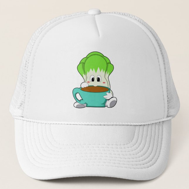 Gorra De Camionero Ensalada con taza de café (Anverso)