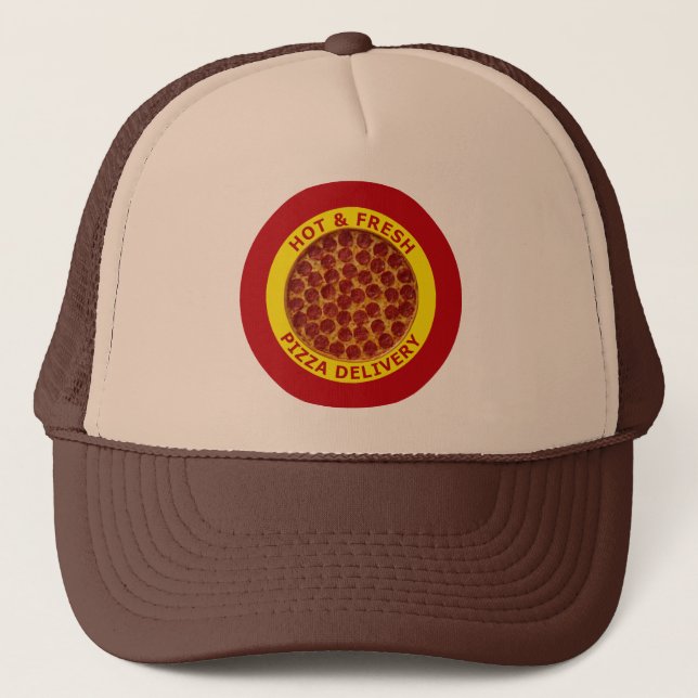 Gorra De Camionero Entrega caliente y fresca de la pizza (Anverso)