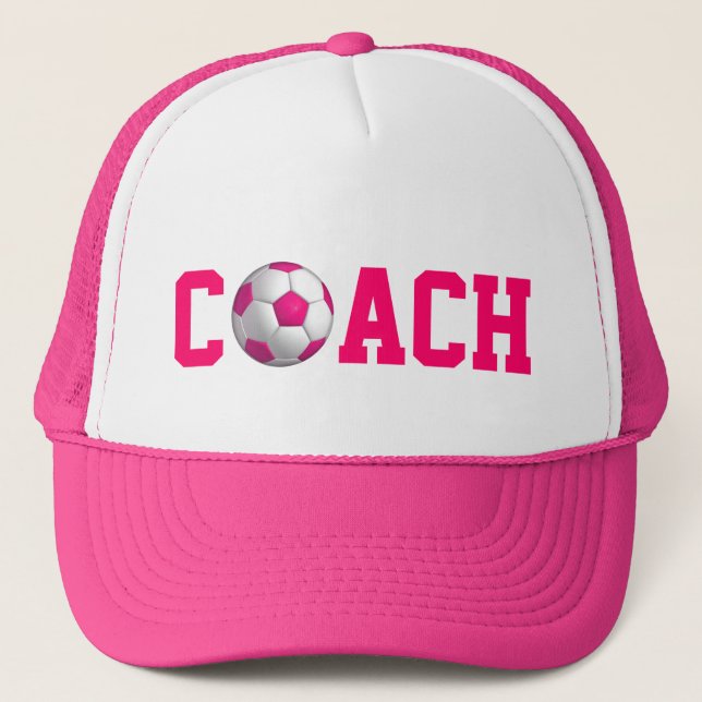 Gorra De Camionero Entrenador de fútbol rosado (Anverso)