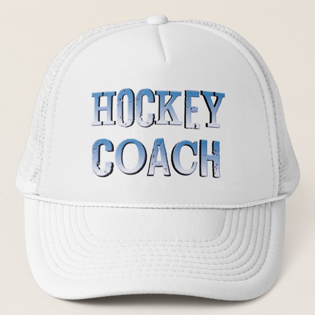 Gorra De Camionero Entrenador de hockey Rough Blue Text (Anverso)