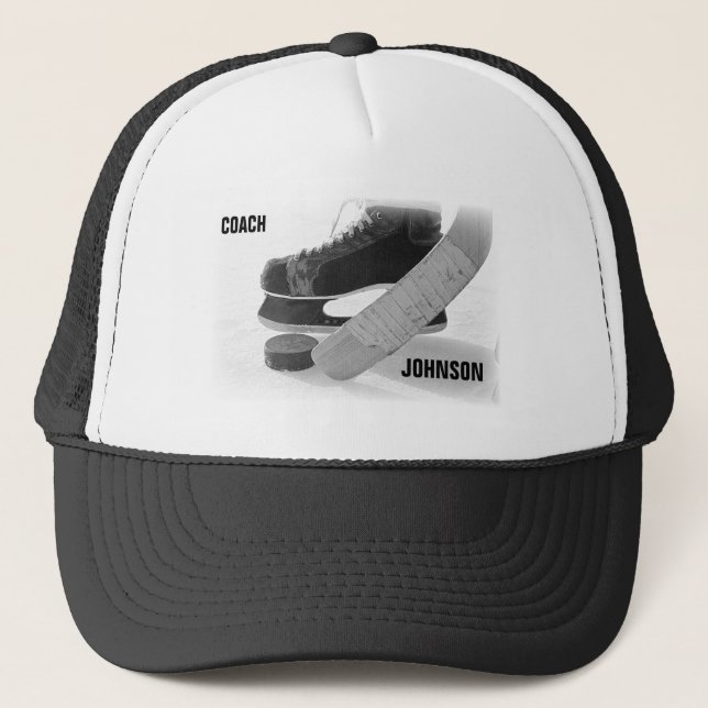 Gorra De Camionero Entrenador de hockey sobre hielo gracias (Anverso)